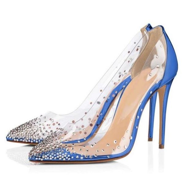 dress shoes clear pvc transparent crystal embellished high heel pointed toe blue pink patchwork wedding bride, Black
dress shoes clear pvc transparent crystal embellished high heel pointed toe blue pink patchwork wedding bride, Black