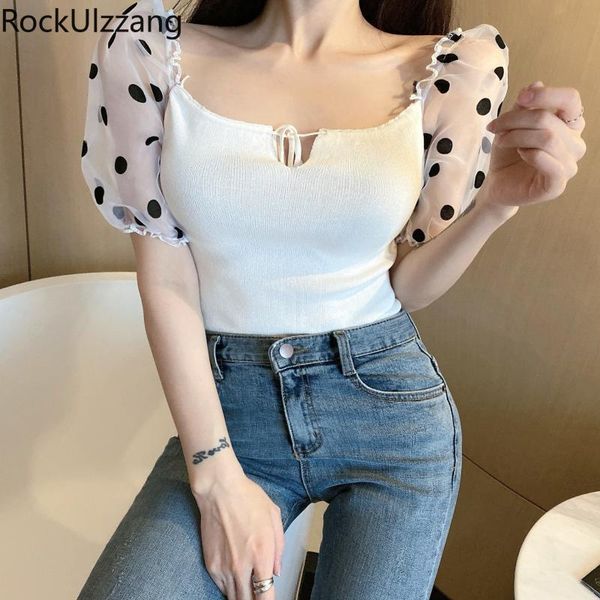 women's t-shirt women knit clothing dot mesh puff sleeve graphic tie up bow square cute t shirt crop bandage aesthetic tee slim, White
women's t-shirt women knit clothing dot mesh puff sleeve graphic tie up bow square cute t shirt crop bandage aesthetic tee slim, White