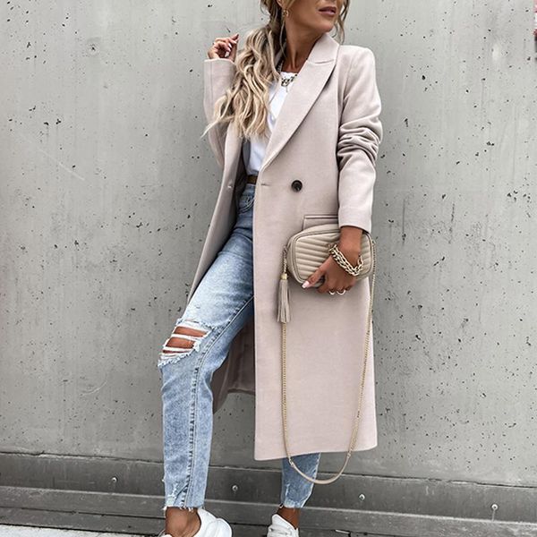 women's wool & blends lady fashion long sleeve outerwear elegant autumn winter 2021 overcoat women casual loose turn-down collar woolen, Black
women's wool & blends lady fashion long sleeve outerwear elegant autumn winter 2021 overcoat women casual loose turn-down collar woolen, Black