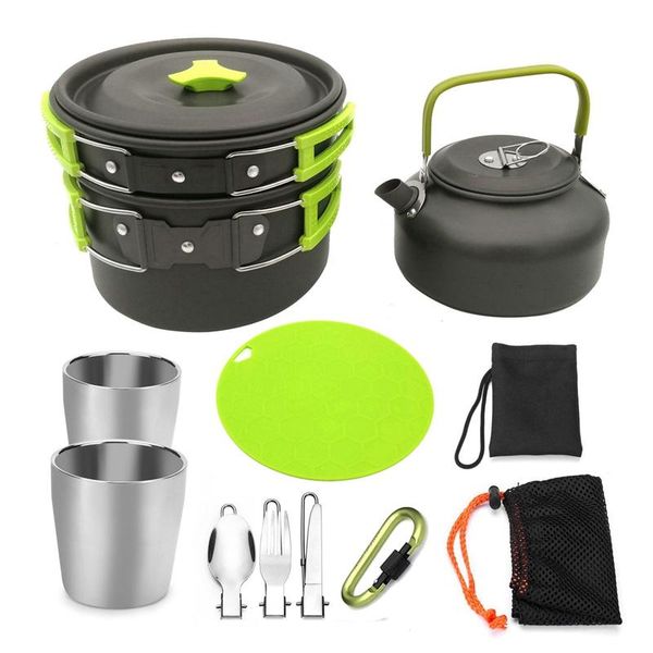 camp kitchen 1 set 10pcs outdoor pots pans camping cookware picnic cooking non-stick tableware with foldable spoon fork knife kettle cup
camp kitchen 1 set 10pcs outdoor pots pans camping cookware picnic cooking non-stick tableware with foldable spoon fork knife kettle cup