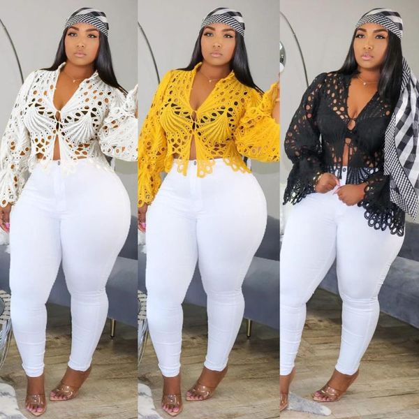 women's blouses & shirts fashion summer women blouse shirt black long sleeve deep v neck lace hook flower hollow out, White
women's blouses & shirts fashion summer women blouse shirt black long sleeve deep v neck lace hook flower hollow out, White