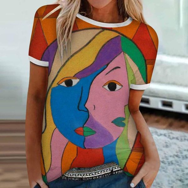women's t-shirt camisetas mujer manga corta summer abstract print short-sleeved patchwork y2k clothes vetement femme t shirts, White
women's t-shirt camisetas mujer manga corta summer abstract print short-sleeved patchwork y2k clothes vetement femme t shirts, White