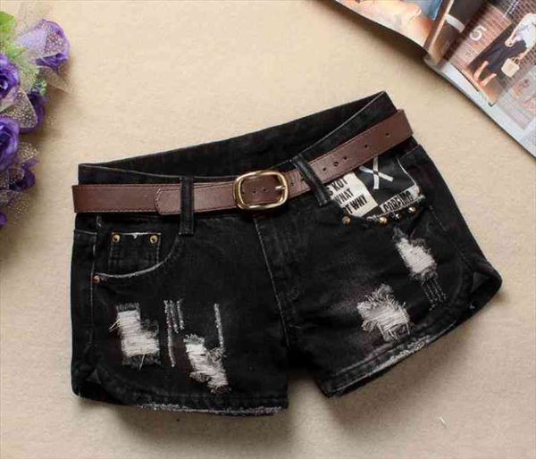 summer and spring denim womens short ripped black jeans large size hole without belt j2741, White;black
summer and spring denim womens short ripped black jeans large size hole without belt j2741, White;black
