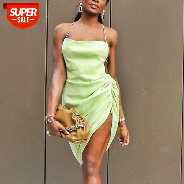 women summer backless irregular suspender dress solid color sleeveless side pleated mini for party club vacation #mr8q, White;black
women summer backless irregular suspender dress solid color sleeveless side pleated mini for party club vacation #mr8q, White;black