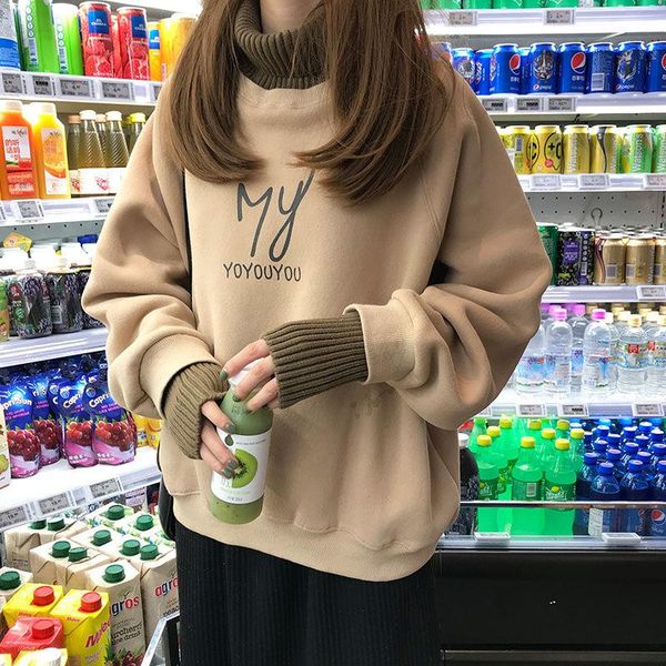 women's hoodies & sweatshirts winter plus velvet women schoolgirl korean loose fake two sweatshirt turtleneck warm coat long sleeves pu, Black
women's hoodies & sweatshirts winter plus velvet women schoolgirl korean loose fake two sweatshirt turtleneck warm coat long sleeves pu, Black