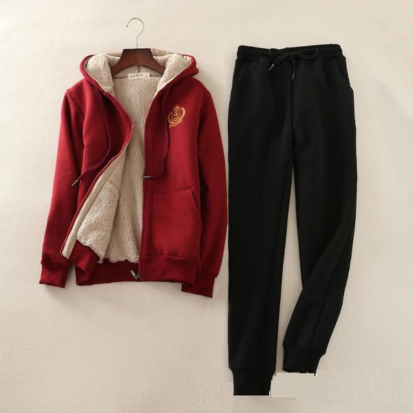 women's tracksuits s-2xl women set winter lambskin thicken sweatshirt+pants 2 pieces suits loose plus velvet hooded warm cotton jacket, Gray
women's tracksuits s-2xl women set winter lambskin thicken sweatshirt+pants 2 pieces suits loose plus velvet hooded warm cotton jacket, Gray