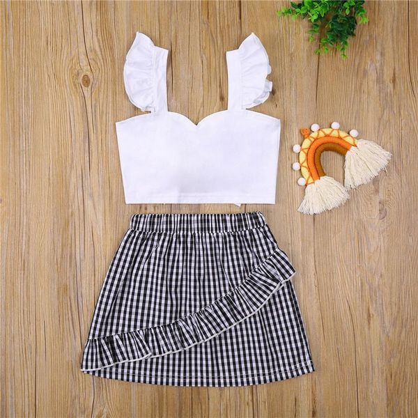 2-7 years children girls casual two-piece clothes set white solid sleeveless vest black striped skirt outfits clothing sets
2-7 years children girls casual two-piece clothes set white solid sleeveless vest black striped skirt outfits clothing sets