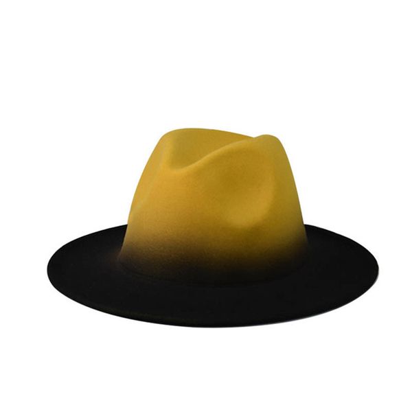 women gradient camel colored fedora hat autumn winter wide brim straight edge jazz hat fashion panama caps, Blue;gray
women gradient camel colored fedora hat autumn winter wide brim straight edge jazz hat fashion panama caps, Blue;gray