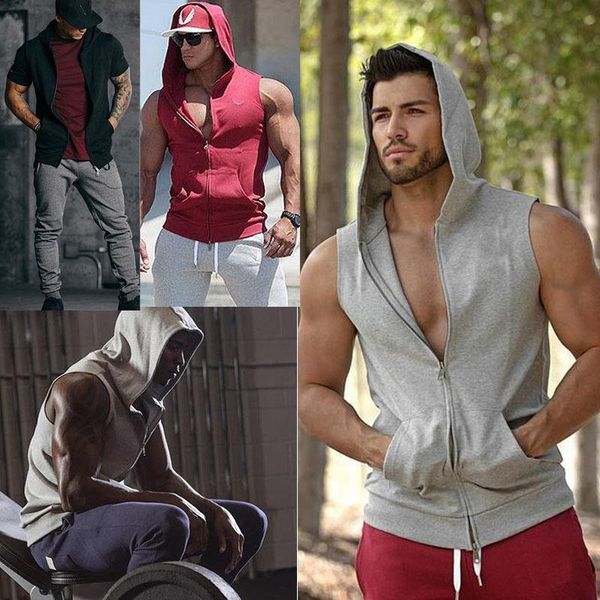 men's hoodies & sweatshirts hoodie men casual tank summer autumn sleeveless male sports vest slim fit zip-up pockets, Black
men's hoodies & sweatshirts hoodie men casual tank summer autumn sleeveless male sports vest slim fit zip-up pockets, Black