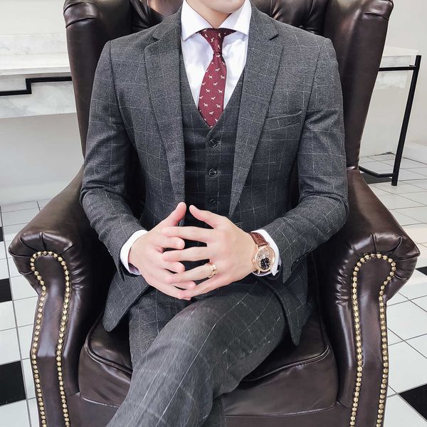 men's suits & blazers wedding formal wear gray grid suit jackets+suit pants+vest slim blazer s4vo, White;black
men's suits & blazers wedding formal wear gray grid suit jackets+suit pants+vest slim blazer s4vo, White;black