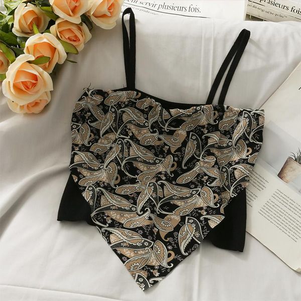 women's tanks & camis women vintage crop tank floral printed knitted camisoles straps chic underwear for, White
women's tanks & camis women vintage crop tank floral printed knitted camisoles straps chic underwear for, White
