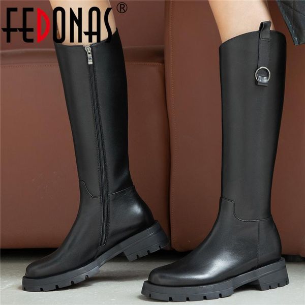 boots fedonas round toe thick heels women knee high autumn winter metal decoration casual fashion genuine leather shoes woman, Black
boots fedonas round toe thick heels women knee high autumn winter metal decoration casual fashion genuine leather shoes woman, Black