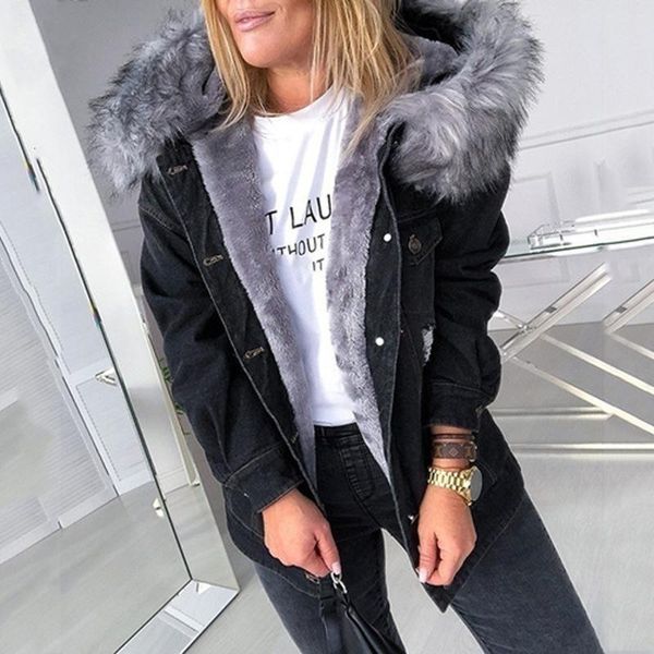 women's jackets winter denim jacket faux fur hooded jean coats ladies long sleeve thick overcoat plus size chaquetas de mujer j1k7, Black;brown
women's jackets winter denim jacket faux fur hooded jean coats ladies long sleeve thick overcoat plus size chaquetas de mujer j1k7, Black;brown