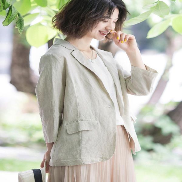 women's suits & blazers linen suit 2021 spring quarter sleeve loose casual cotton small short coat, White;black
women's suits & blazers linen suit 2021 spring quarter sleeve loose casual cotton small short coat, White;black