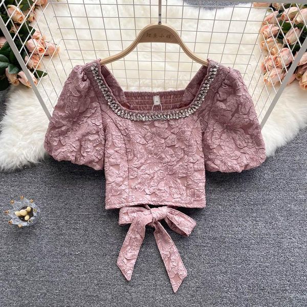 women's blouses & shirts 2021 summer fashion temperament blouse diamond square tie blusa slim short puff sleeve shirt dk737, White
women's blouses & shirts 2021 summer fashion temperament blouse diamond square tie blusa slim short puff sleeve shirt dk737, White