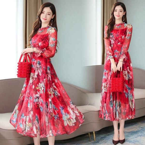 casual dresses long sleeve ruffle silk dress floral chiffon thin waist beach large swing sheer purple blue green red, Black;gray
casual dresses long sleeve ruffle silk dress floral chiffon thin waist beach large swing sheer purple blue green red, Black;gray