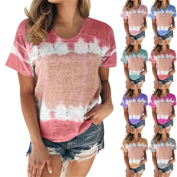women's t-shirt 2021 t shirt fashion tie dye print cotton o-neck short sleeve loose harajuku summer clothes for women, White
women's t-shirt 2021 t shirt fashion tie dye print cotton o-neck short sleeve loose harajuku summer clothes for women, White