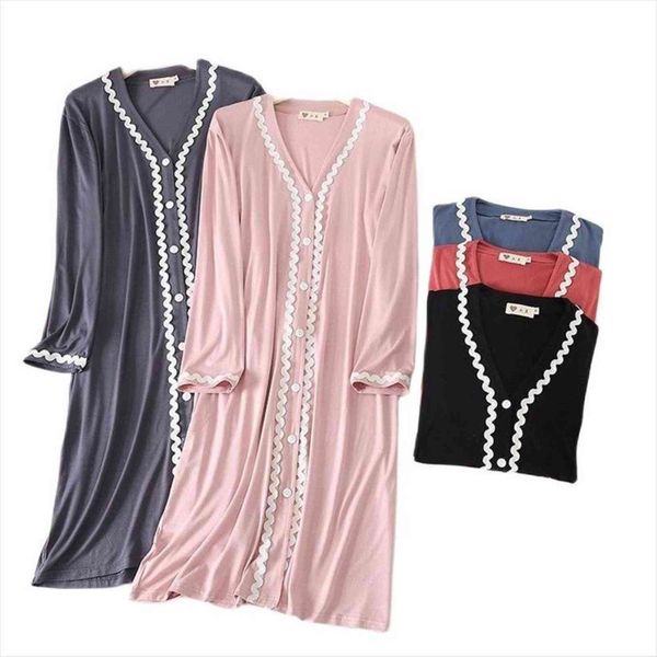 spring autumn modal nightdress women sleepwear cardigan lace long sleeve mid length dress outer wear home clothes womens nightwear nightgown, Black;red
spring autumn modal nightdress women sleepwear cardigan lace long sleeve mid length dress outer wear home clothes womens nightwear nightgown, Black;red
