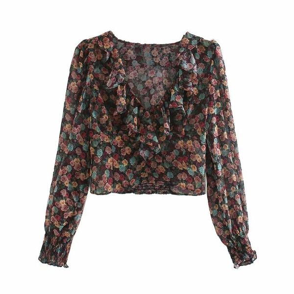 women crop printed ruffled v-neck long sleeves short t- shirt casual vintage ropa mujer femme t-shirts 210420, White
women crop printed ruffled v-neck long sleeves short t- shirt casual vintage ropa mujer femme t-shirts 210420, White