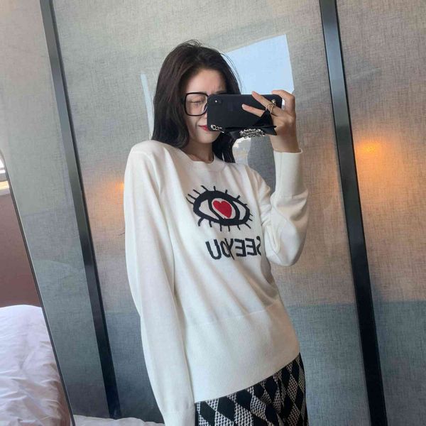 8230d home large eye wool korean loose round neck coat sweater early autumn 21001, White
8230d home large eye wool korean loose round neck coat sweater early autumn 21001, White