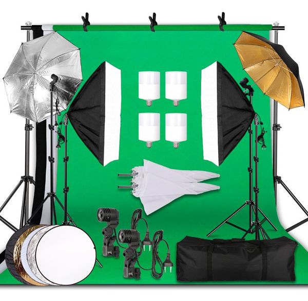 2.6x3m pography lighting kit po background muslin backdrops & softbox umbrella reflector& light stand for studio accessories