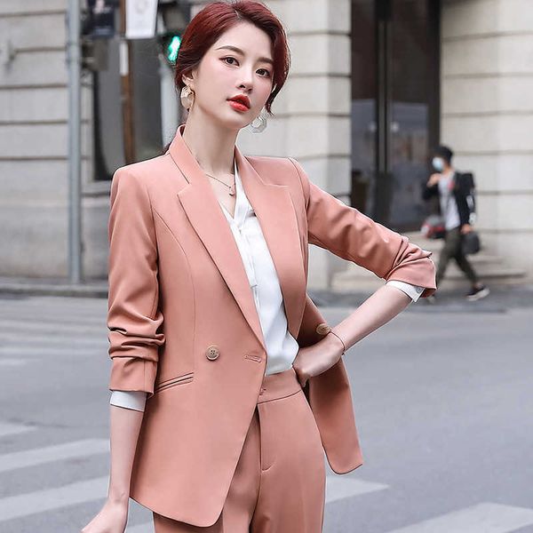 autumn women's office suit pants two-piece temperament slim double-breasted ladies jacket slim career 210527, White
autumn women's office suit pants two-piece temperament slim double-breasted ladies jacket slim career 210527, White