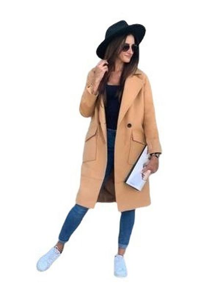 women's wool & blends autumn winter long sleeve solid pockets woolen coat casual turn-down collar trench women donsignet, Black
women's wool & blends autumn winter long sleeve solid pockets woolen coat casual turn-down collar trench women donsignet, Black
