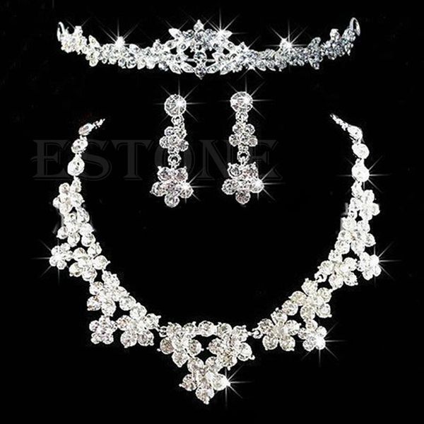 earrings & necklace elegant rhinestone jewelry set tiara crown prom wedding bridal 97qf, Silver
earrings & necklace elegant rhinestone jewelry set tiara crown prom wedding bridal 97qf, Silver
