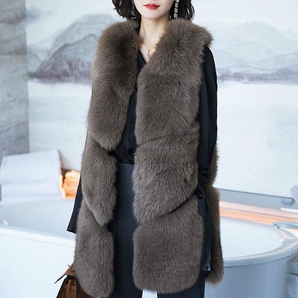 women's fur & faux autumn winter clothes real coat vintage vest women korean long jacket chalecos para mujer my914, Black
women's fur & faux autumn winter clothes real coat vintage vest women korean long jacket chalecos para mujer my914, Black