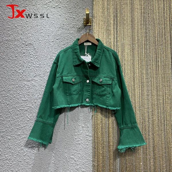 women's jackets vintage green women denim jacket 2021 spring autumn loose flared sleeves short female washed jean coat, Black;brown
women's jackets vintage green women denim jacket 2021 spring autumn loose flared sleeves short female washed jean coat, Black;brown