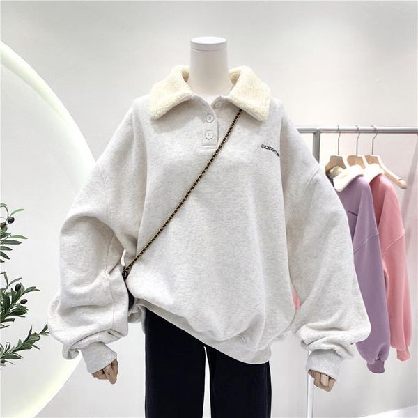 winter retro plus velvet thick loose pullover women lapel stitching lamb hair korean version of large size jacket women's hoodies & swe, Black
winter retro plus velvet thick loose pullover women lapel stitching lamb hair korean version of large size jacket women's hoodies & swe, Black
