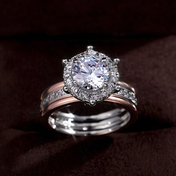 wedding rings trendy female white round zircon ring rose gold silver color for women luxury stone engagement, Slivery;golden 
wedding rings trendy female white round zircon ring rose gold silver color for women luxury stone engagement, Slivery;golden