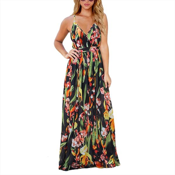 sling floral print long womens dress summer boho v neck sleeveless party beach maxi casual sundress 7 colors, Black;gray
sling floral print long womens dress summer boho v neck sleeveless party beach maxi casual sundress 7 colors, Black;gray