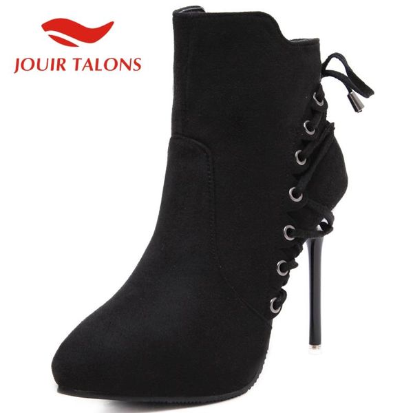 boots jouir talons brand women shoes casual thin high heels 10.5 cm cross-tied ankle pointed toe flock autumn, Black
boots jouir talons brand women shoes casual thin high heels 10.5 cm cross-tied ankle pointed toe flock autumn, Black