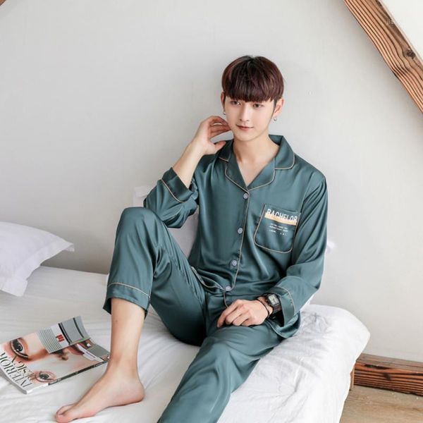men nightwear long sleeve satin mens pajamas sleep wear sleepwear home printed clothing pants silk pajama set men's, Black;brown
men nightwear long sleeve satin mens pajamas sleep wear sleepwear home printed clothing pants silk pajama set men's, Black;brown