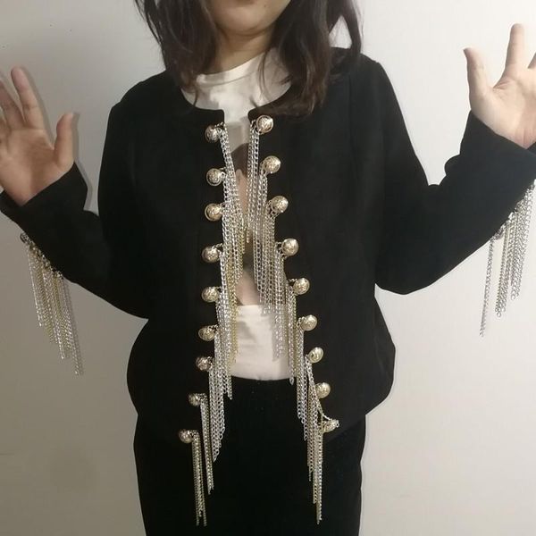 women's jackets women double-breasted chain tassel jacket short coat black spring autumn clothes casual slim round collar suit, Black;brown
women's jackets women double-breasted chain tassel jacket short coat black spring autumn clothes casual slim round collar suit, Black;brown