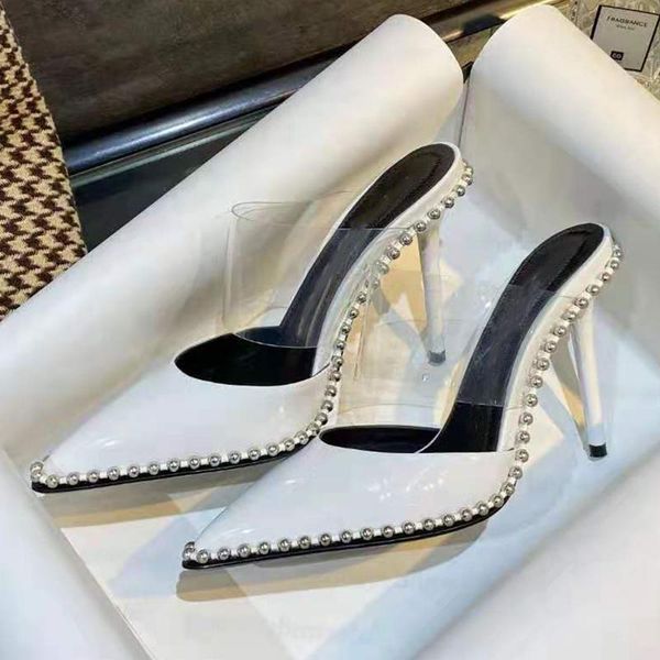 summer and spring beaded high-heel sandals pointed toe stiletto genuine leather women's slippers, Black
summer and spring beaded high-heel sandals pointed toe stiletto genuine leather women's slippers, Black