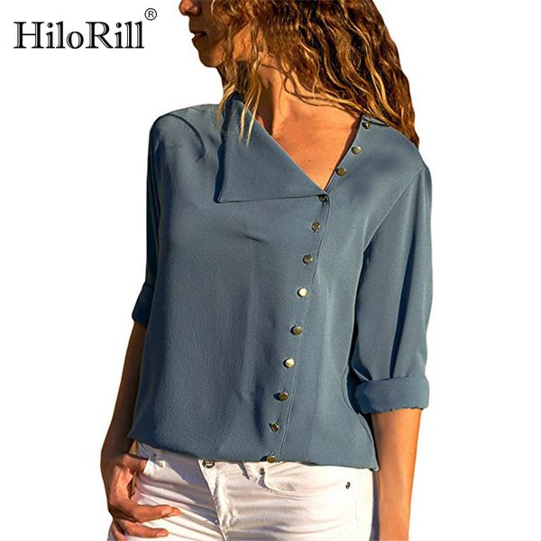 women and blouses solid long sleeve button skew collar irregular blouse ladies shirt blusas plus size 3xl 210508, White
women and blouses solid long sleeve button skew collar irregular blouse ladies shirt blusas plus size 3xl 210508, White