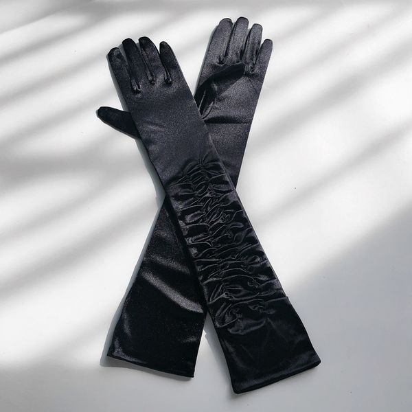 gloves women' satin tint pleated over elbow stage performance wedding dress with, Blue;gray
gloves women' satin tint pleated over elbow stage performance wedding dress with, Blue;gray