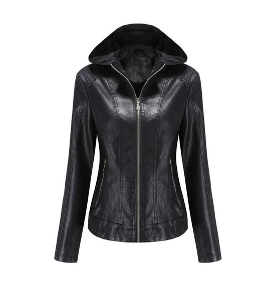 women's leather & faux jacket plus velvet warm locomotive jackets slim hooded women winter coats 2021 autumn female, Black
women's leather & faux jacket plus velvet warm locomotive jackets slim hooded women winter coats 2021 autumn female, Black