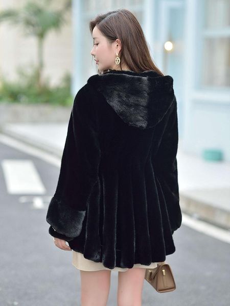 women's fur & faux haining paragraph 2021 imported mink coat female whole blocks of hooded long, Black
women's fur & faux haining paragraph 2021 imported mink coat female whole blocks of hooded long, Black