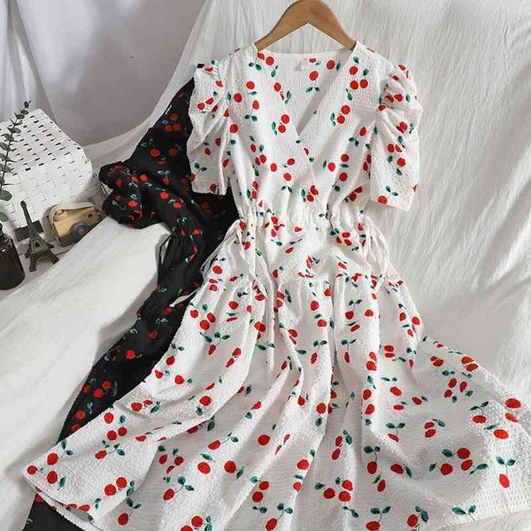 casual dresses vintage elegant temperament sweet cherry dress summer puff sleeve lace-up waist big swing women cute vestidos cpdh, Black;gray
casual dresses vintage elegant temperament sweet cherry dress summer puff sleeve lace-up waist big swing women cute vestidos cpdh, Black;gray