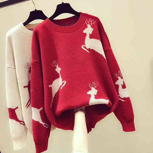 o-neck jumper pullover ugly christmas little elk red sweaters women oversized fashion lazy wind blouse female all match 210520, White;black
o-neck jumper pullover ugly christmas little elk red sweaters women oversized fashion lazy wind blouse female all match 210520, White;black
