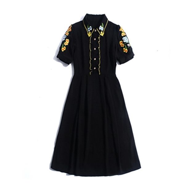 runway dress summer fashion women short sleeve ruffles floral embroidery black party dresses 210525, Black;gray
runway dress summer fashion women short sleeve ruffles floral embroidery black party dresses 210525, Black;gray