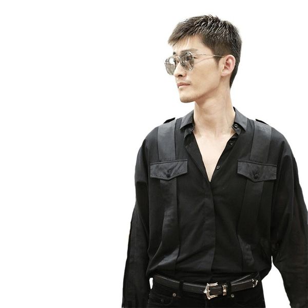 men's casual shirts spring and summer product zhang han street po same shirt slim fitting strap decoration double pocket long slee, White;black
men's casual shirts spring and summer product zhang han street po same shirt slim fitting strap decoration double pocket long slee, White;black