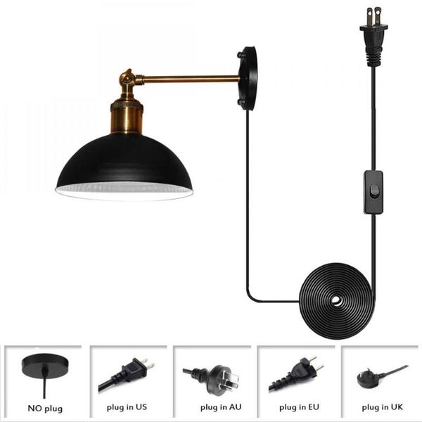 wall lamp plug in sconces, swing arm with black metal dome shade, vintage industrial mounted lighting
wall lamp plug in sconces, swing arm with black metal dome shade, vintage industrial mounted lighting