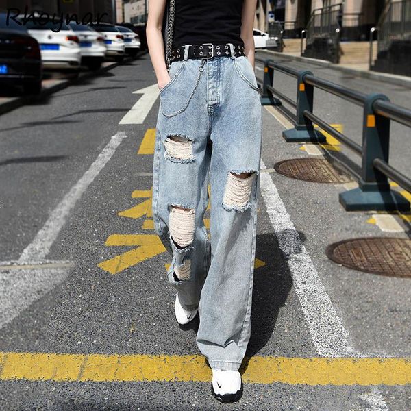 women's jeans women design hip hop street hollow out ripped college wide leg trousers fashion loose high waist femme daily, Blue
women's jeans women design hip hop street hollow out ripped college wide leg trousers fashion loose high waist femme daily, Blue