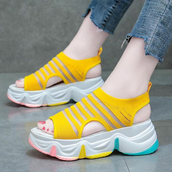 women sandals soft breathable mesh upper summer convenient set foot open toe rainbow platform increased, Black
women sandals soft breathable mesh upper summer convenient set foot open toe rainbow platform increased, Black