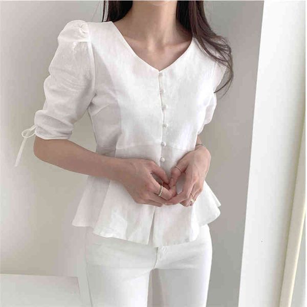 women's blouses & shirts hzirip cotton linen half-sleeved solid v-neck elegant waist-controlled gentle casual fresh slender short rn0y, White
women's blouses & shirts hzirip cotton linen half-sleeved solid v-neck elegant waist-controlled gentle casual fresh slender short rn0y, White