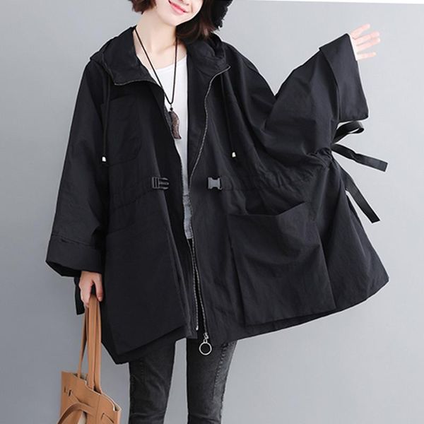 women's trench coats 2021 plus size windbreaker women spring autumn korean long hooded coat full sleeve loose casual ladies outerwear t, Tan;black
women's trench coats 2021 plus size windbreaker women spring autumn korean long hooded coat full sleeve loose casual ladies outerwear t, Tan;black